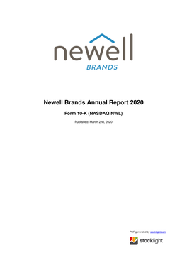 Newell Brands Annual Report 2020