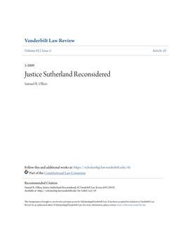 Justice Sutherland Reconsidered Samuel R