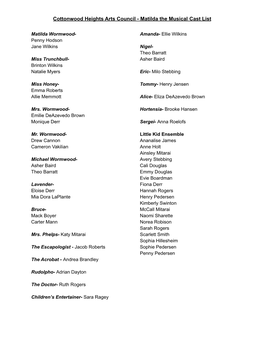 Matilda Cast List