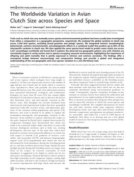 The Worldwide Variation in Avian Clutch Size Across Species and Space