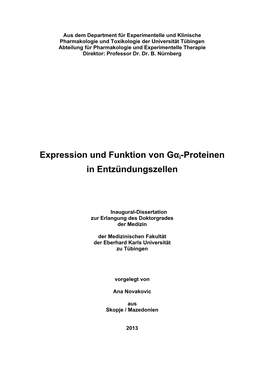 Expression Und Funktion Von Gαi-Proteinen in Entzündungszellen