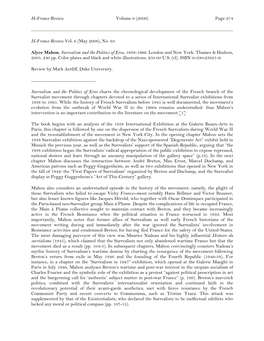 (May 2006), No. 63 Alyce Mahon, Surrealism and the Politics Of