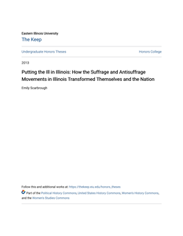 How the Suffrage and Antisuffrage Movements in Illinois Transformed Themselves and the Nation