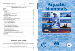 Aquatic Mammals Aquatic Mammals, Volume 33, Number 4, 2007 ISSN 0167-5427