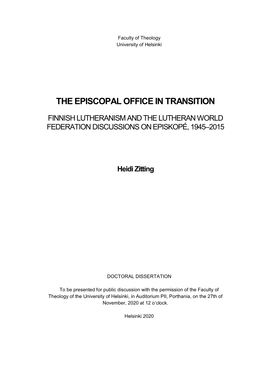 The Episcopal Office in Transition Finnish