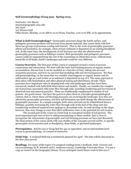 Soil Geomorphology (Geog 525)