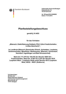 Planfeststellungsbeschluss