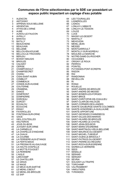 Communes De L'orne Sélectionnées Par Le SDE Car Possédant Un Espace Public Impactant Un Captage D'eau Potable
