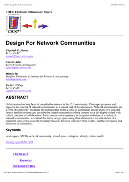 Design for Network Communities 04.04.2003 8:58 Uhr