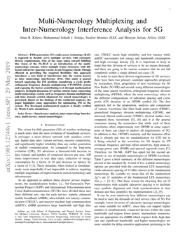 Multi-Numerology Multiplexing and Inter-Numerology Interference Analysis for 5G Abuu B