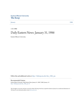 Daily Eastern News: January 31, 1986 Eastern Illinois University