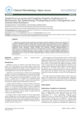 Staphylococcus Aureus and Coagulase-Negative Staphylococci