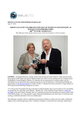 Virgin Galactic Celebrates New Era of Women