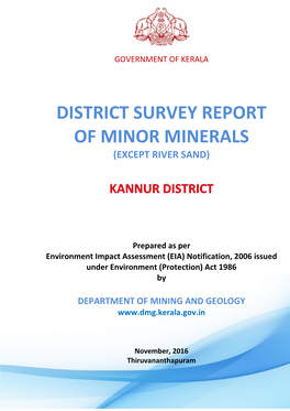 District Survey Report of Minor Minerals Kannur District