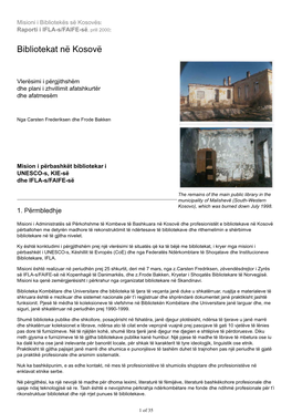 Raporti I IFLA-S/FAIFE-Së: Bibliotekat Në Kosovë