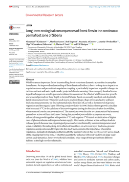 Long-Term Ecological Consequences of Forest Fires in the Continuous