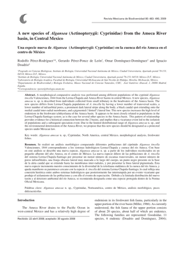 A New Species of Algansea (Actinopterygii: Cyprinidae) from the Ameca River Basin, in Central Mexico