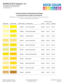 Immersion Dyes for Dried Flowers & Foliage