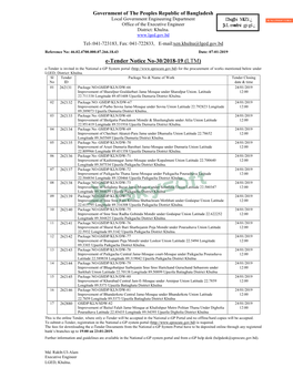 E-Tender Notice No-30/2018-19