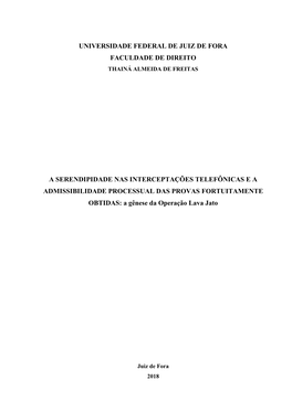 Universidade Federal De Juiz De Fora Faculdade De Direito Thainá Almeida De Freitas