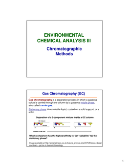 ENVIRONMENTAL CHEMICAL ANALYSIS III Chromatographic Methods