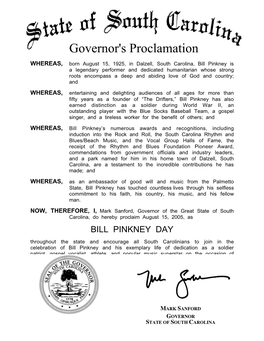 Governor's Proclamation