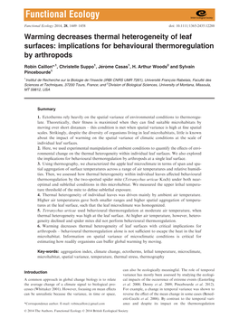 Warming Decreases Thermal Heterogeneity of Leaf Surfaces: Implications for Behavioural Thermoregulation by Arthropods
