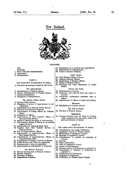 12 GEO V 1921 No 16 Samoa