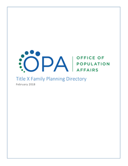 Title X Family Planning Directory of Grantees