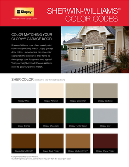 Sherwin-Williams® Color Codes