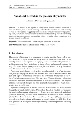 Variational Methods in the Presence of Symmetry