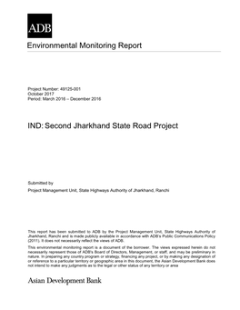 Environmental Monitoring Report IND:Second Jharkhand State Road