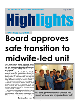 Board Approves Safe Transition to Midwife-Led Unit
