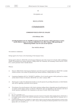 2016/282 of 26 February 2016 Amending Regulation (EC) No 748