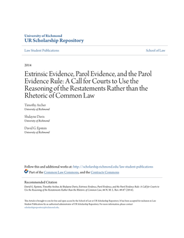 Extrinsic Evidence, Parol Evidence, And