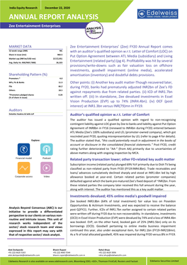 ANNUAL REPORT ANALYSIS Zee Entertainment Enterprises