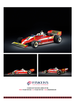 20 7584 7403 E-Mail Cars@Fiskens.Com 1978 Ferrari 312 T3