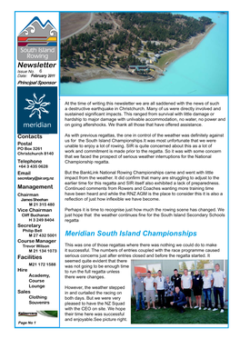 Newsletter Meridian South Island Championships