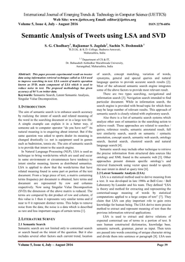 Semantic Analysis of Tweets Using LSA and SVD