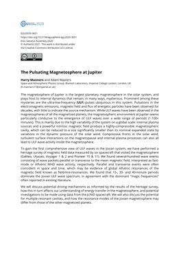 The Pulsating Magnetosphere at Jupiter