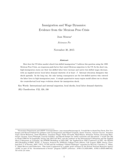 Immigration and Wage Dynamics: Evidence from the Mexican Peso Crisis