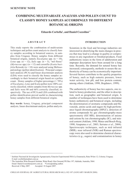 Combining Multivariate Analysis and Pollen Count to Classify Honey Samples Accordingly to Different Botanical Origins