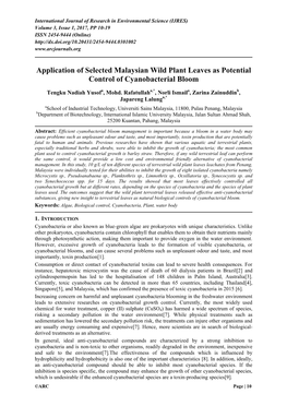 Application of Selected Malaysian Wild Plant Leaves As Potential Control of Cyanobacterial Bloom