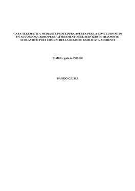 Gara Telematica Mediante Procedura Aperta Per La Conclusione Di