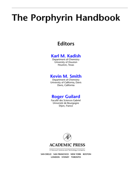 The Porphyrin Handbook