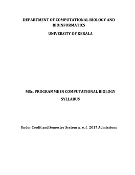 Computational Biology and Bioinformatics