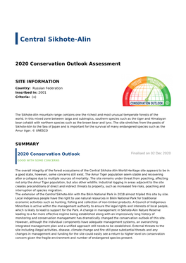 2020 Conservation Outlook Assessment