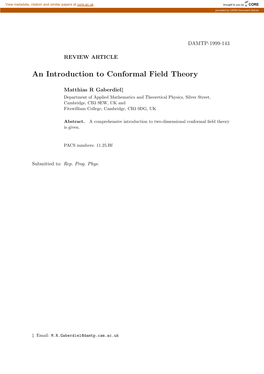 An Introduction to Conformal Field Theory