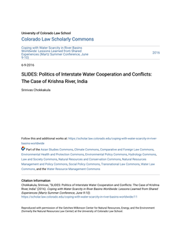 SLIDES: Politics of Interstate Water Cooperation and Conflicts: the Case of Krishna River, India