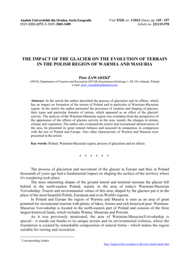 The Impact of the Glacier on the Evolution of Terrain in the Polish Region of Warmia and Masuria